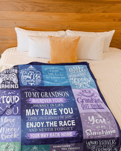 BLANKET FOR GRANDSON – COMFORT & WARMTH GIFT FROM GRANDPARENTS  Sherpa Fleece Quilt Blanket tracy00 (SKUB11-BLK-02)