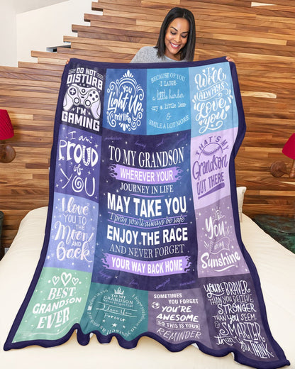 BLANKET FOR GRANDSON – COMFORT & WARMTH GIFT FROM GRANDPARENTS  Sherpa Fleece Quilt Blanket tracy00 (SKUB11-BLK-02)