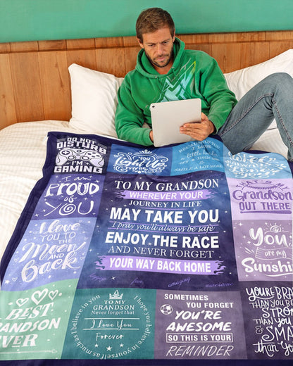 BLANKET FOR GRANDSON – COMFORT & WARMTH GIFT FROM GRANDPARENTS  Sherpa Fleece Quilt Blanket tracy00 (SKUB11-BLK-02)