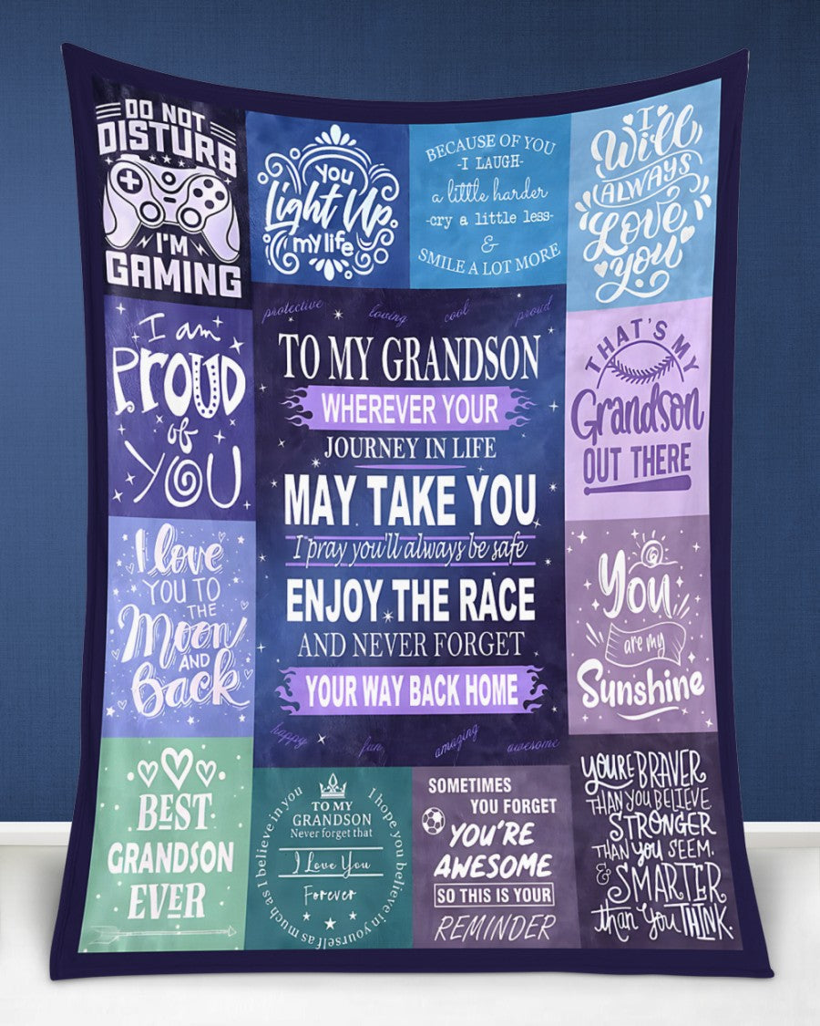 BLANKET FOR GRANDSON – COMFORT & WARMTH GIFT FROM GRANDPARENTS  Sherpa Fleece Quilt Blanket tracy00 (SKUB11-BLK-02)