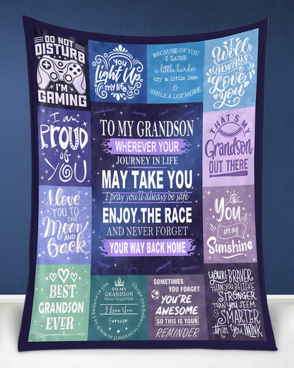 BLANKET FOR GRANDSON – COMFORT & WARMTH GIFT FROM GRANDPARENTS  Sherpa Fleece Quilt Blanket tracy00 (SKUB11-BLK-02)