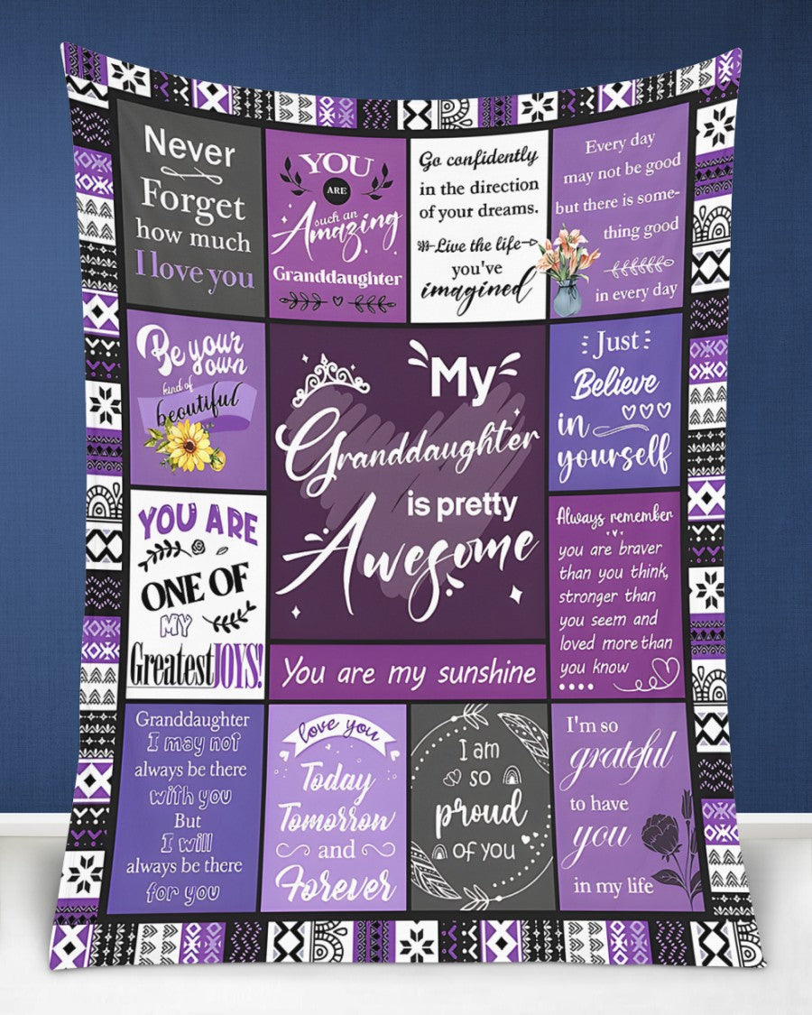 BLANKET FOR GRANDDAUGHTER – COMFORT & WARMTH GIFT FROM GRANDPARENTS  Sherpa Fleece Quilt Blanket tracy00 (SKUB11-BLK-03)