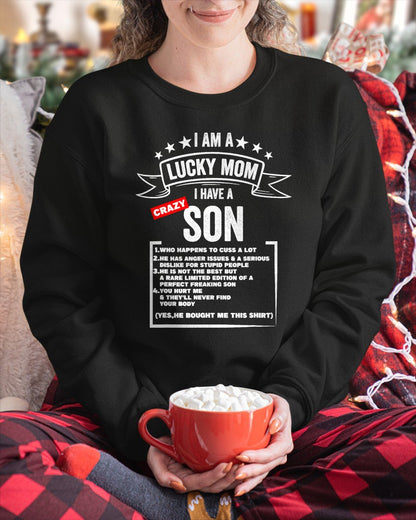 Mother's Day I am a lucky mom i have a crazy son Mom Son T-Shirt From SON - TRACY00 (SKU-TRAN-120513)