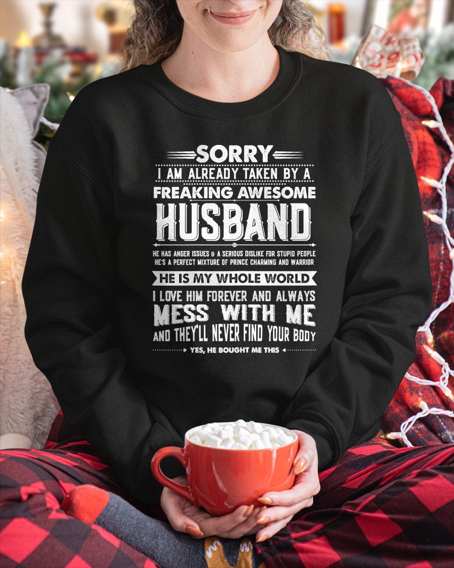 Taken by a Freaking Awesome Husband Funny Wife T-Shirt From HUSBAND - TRACY00 (SKU-TRAN-130504)