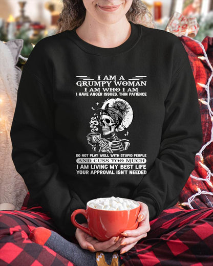 "I AM A GRUMPY WOMEN - I HAVE ANGER ISSUES AND THIN PAtracyCE " – T – SHIRT FOR WOMEN – tracy00 (SKU2607-220-00)