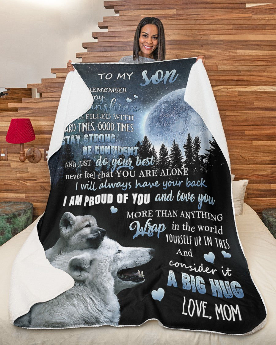 Special Gift "You are my sunshine, I am proud of you" Blanket To Your SON  - From MOM TRACY00 (SKU2606-237)