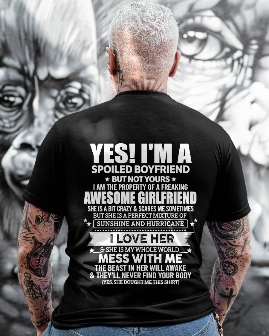 "I HAVE A GIRLFRIEND - SHE IS SUNSHINE AND HURRICANE" –  T - SHIRT FROM WIFE – tracy00 (SKU2606-389-00)