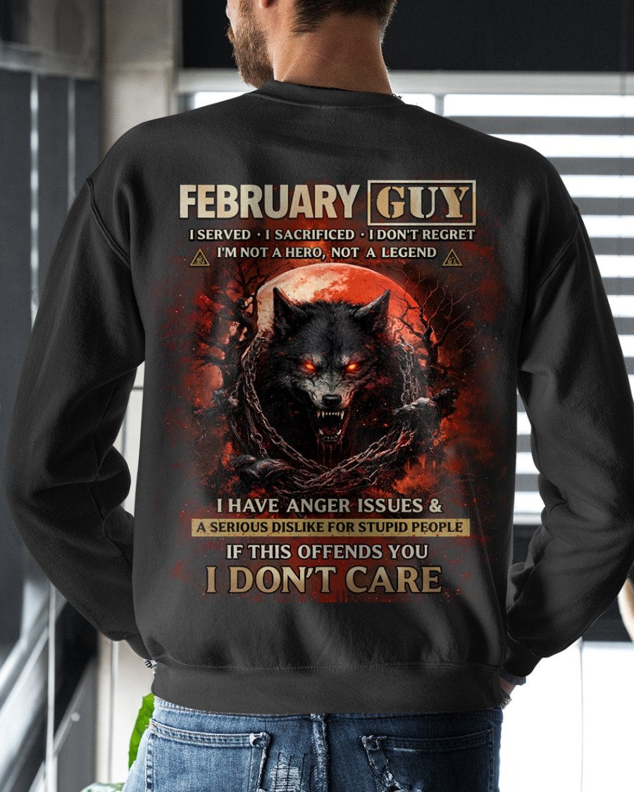 FEBRUARY - I DON'T CARE born in FEBRUARY T-shirt For MAN - TRACY02 (SKU2602-163-02)
