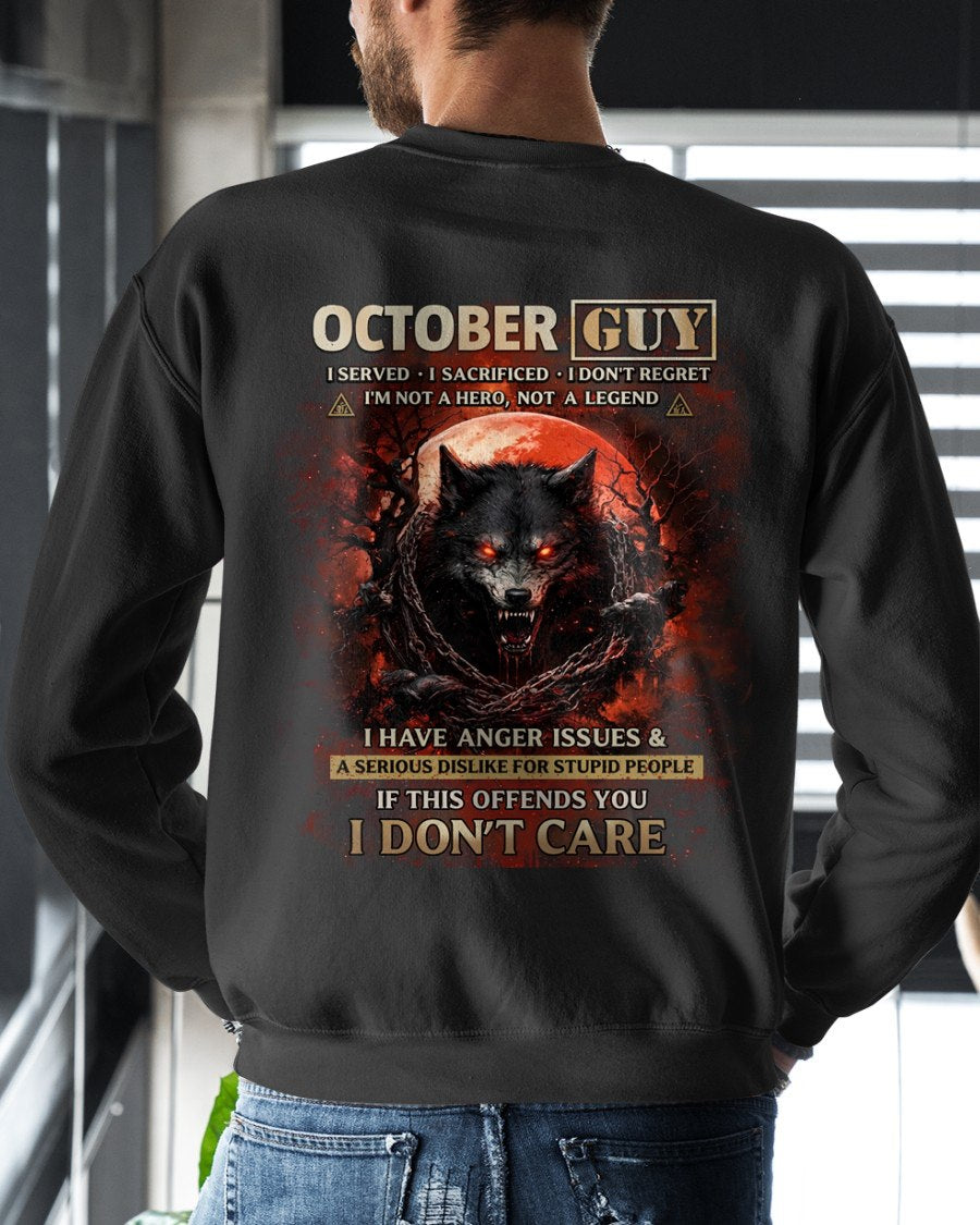 OCTOBER - I DON'T CARE born in OCTOBER T-shirt For MAN - TRACY10 (SKU2602-163-10)