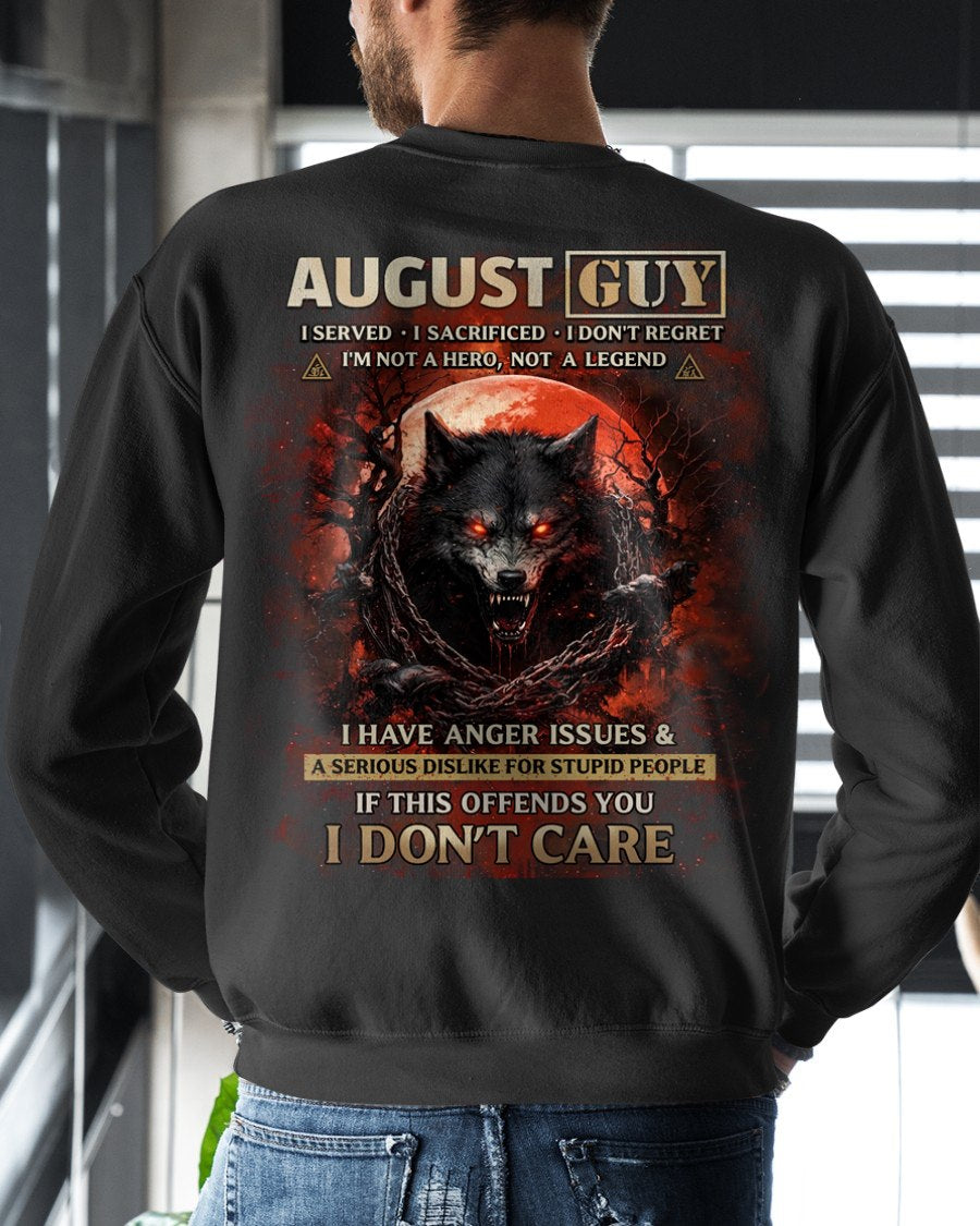 AUGUST - I DON'T CARE born in AUGUST T-shirt For MAN - TRACY08 (SKU2602-163-08)