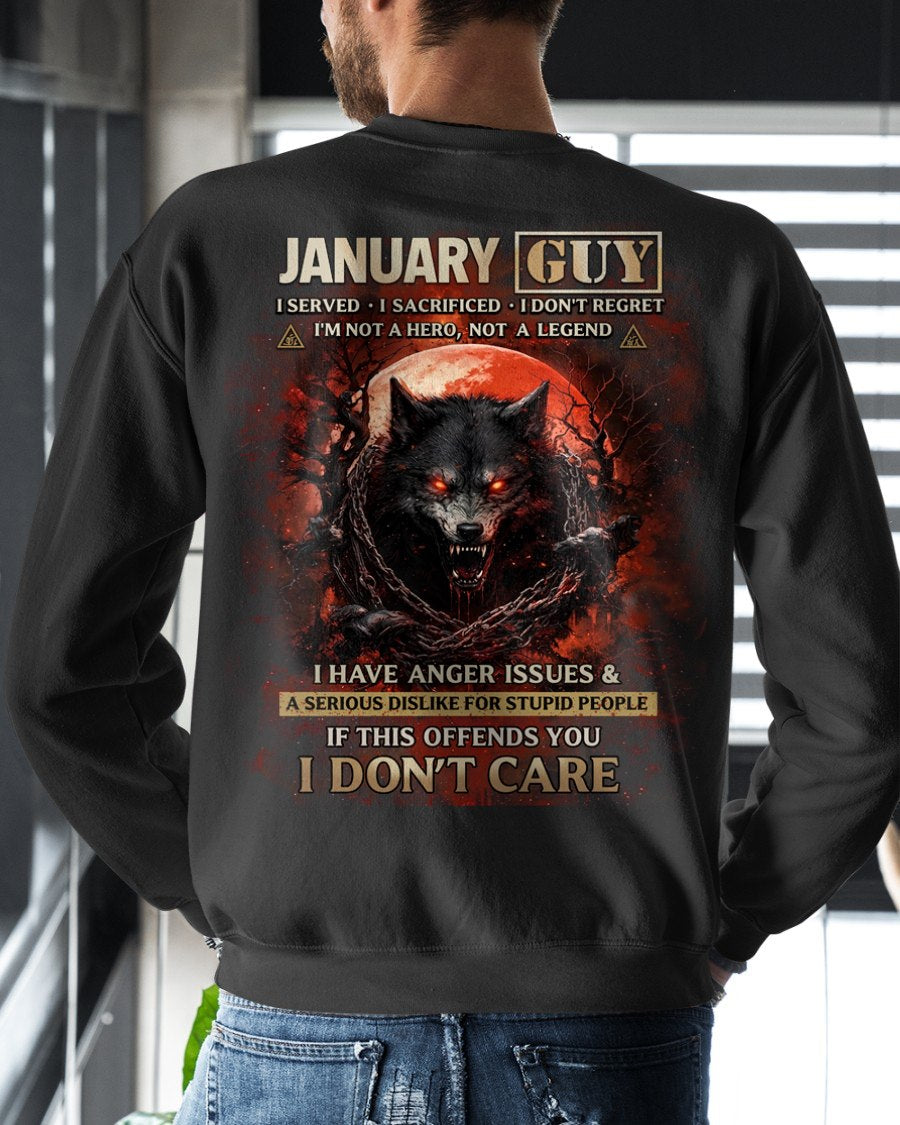 JANUARY - I DON'T CARE born in JANUARY T-shirt For MAN  - TRACY01 (SKU2602-163-01)