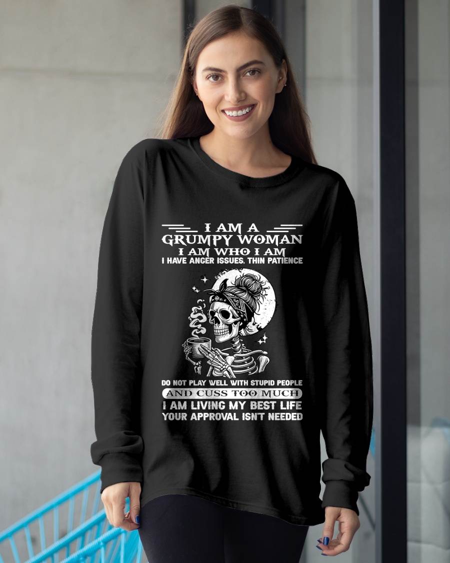 "I AM A GRUMPY WOMEN - I HAVE ANGER ISSUES AND THIN PAtracyCE " – T – SHIRT FOR WOMEN – tracy00 (SKU2607-220-00)