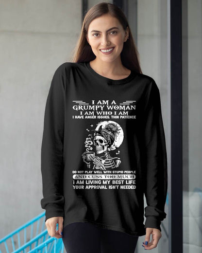 "I AM A GRUMPY WOMEN - I HAVE ANGER ISSUES AND THIN PAtracyCE " – T – SHIRT FOR WOMEN – tracy00 (SKU2607-220-00)