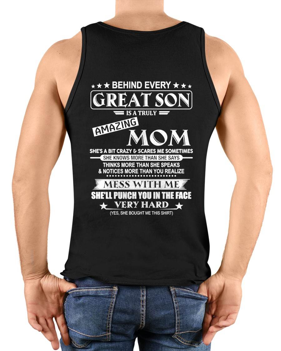 "BEHIND GREAT SON IS A TRULY AMAZING MOM" – T-SHIRT FROM MOM – tracy00 (SKU2607-287-00)