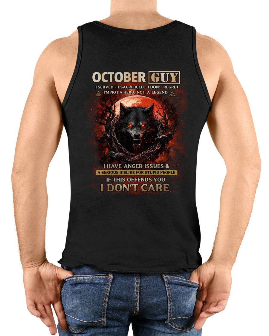 OCTOBER - I DON'T CARE born in OCTOBER T-shirt For MAN - TRACY10 (SKU2602-163-10)