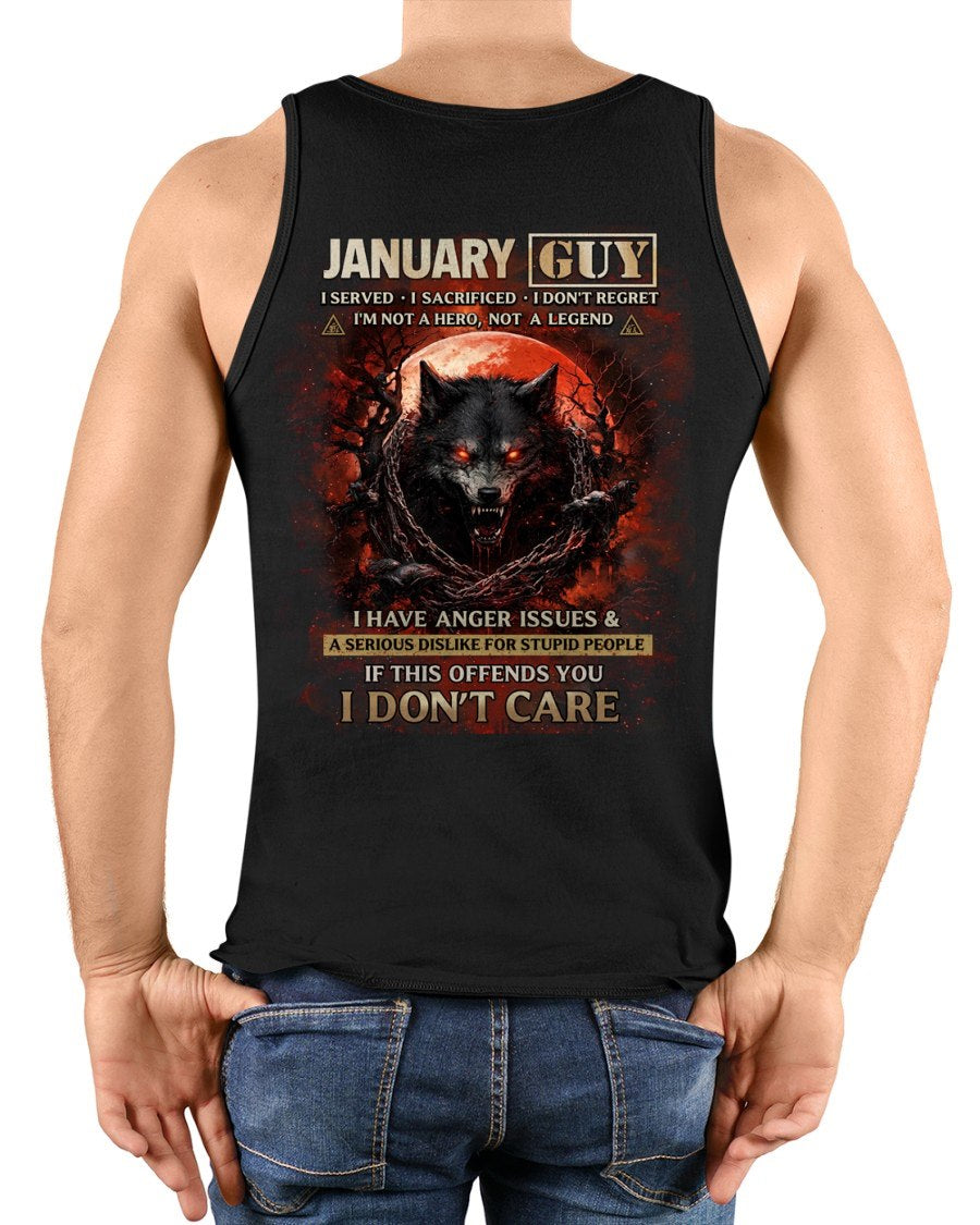 JANUARY - I DON'T CARE born in JANUARY T-shirt For MAN  - TRACY01 (SKU2602-163-01)