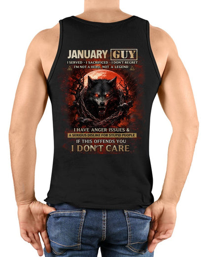 JANUARY - I DON'T CARE born in JANUARY T-shirt For MAN  - TRACY01 (SKU2602-163-01)