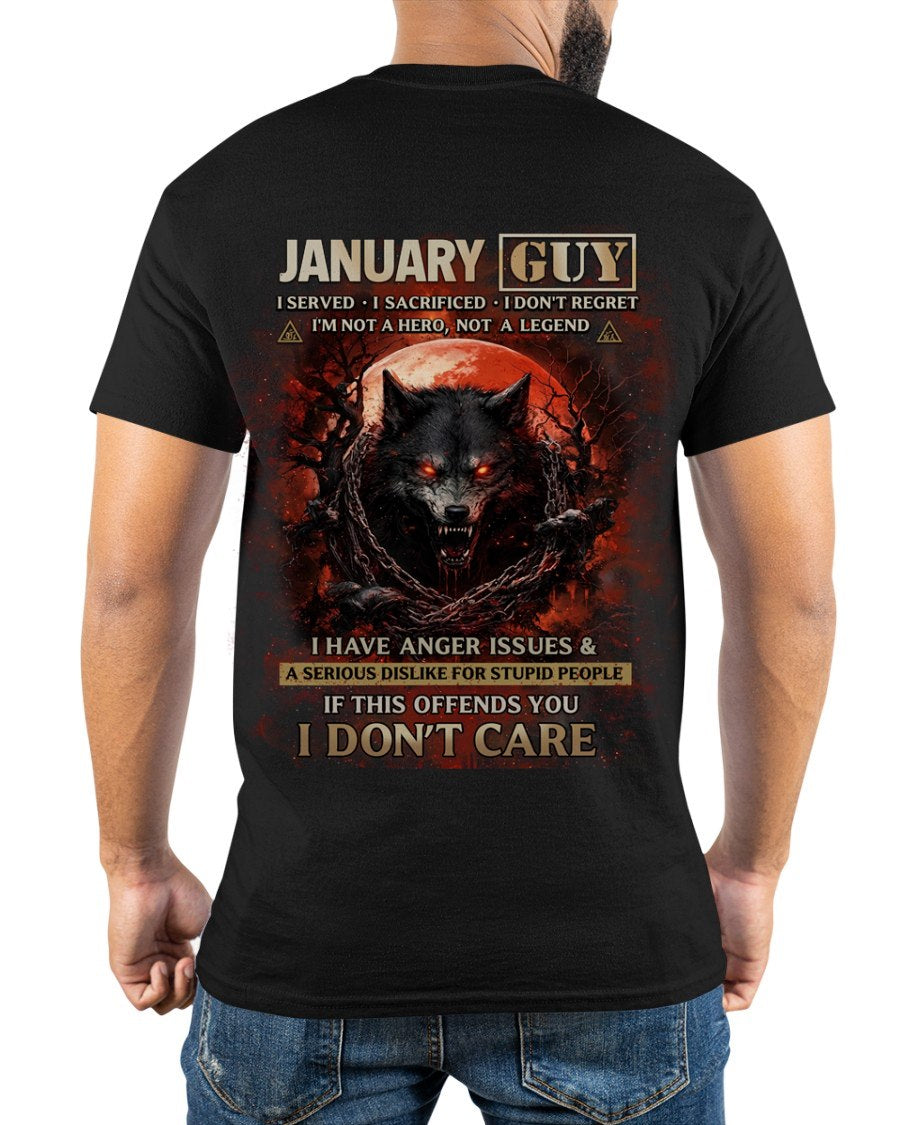 JANUARY - I DON'T CARE born in JANUARY T-shirt For MAN  - TRACY01 (SKU2602-163-01)