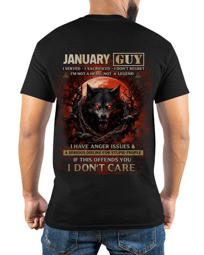 JANUARY - I DON'T CARE born in JANUARY T-shirt For MAN  - TRACY01 (SKU2602-163-01)