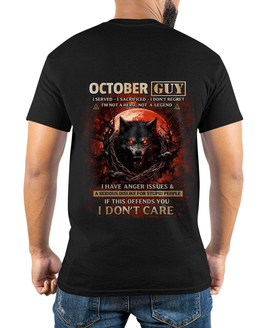 OCTOBER - I DON'T CARE born in OCTOBER T-shirt For MAN - TRACY10 (SKU2602-163-10)