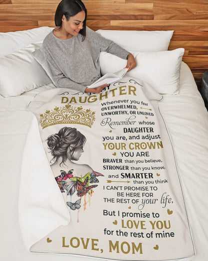 Special Gift "YOU ARE BRAVER THAN YOU BELIEVE" Blanket To Your Daughter  - From MOM TRACY00 (SKU2606-366)