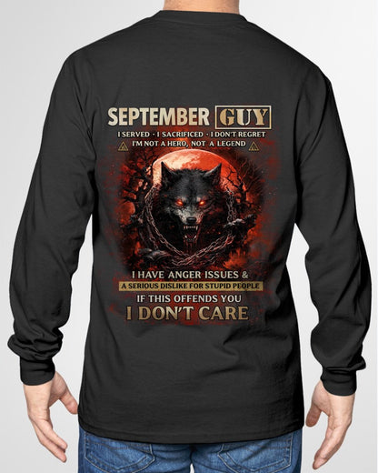 SEPTEMBER - I DON'T CARE born in SEPTEMBER T-shirt For MAN - TRACY09 (SKU2602-163-09)