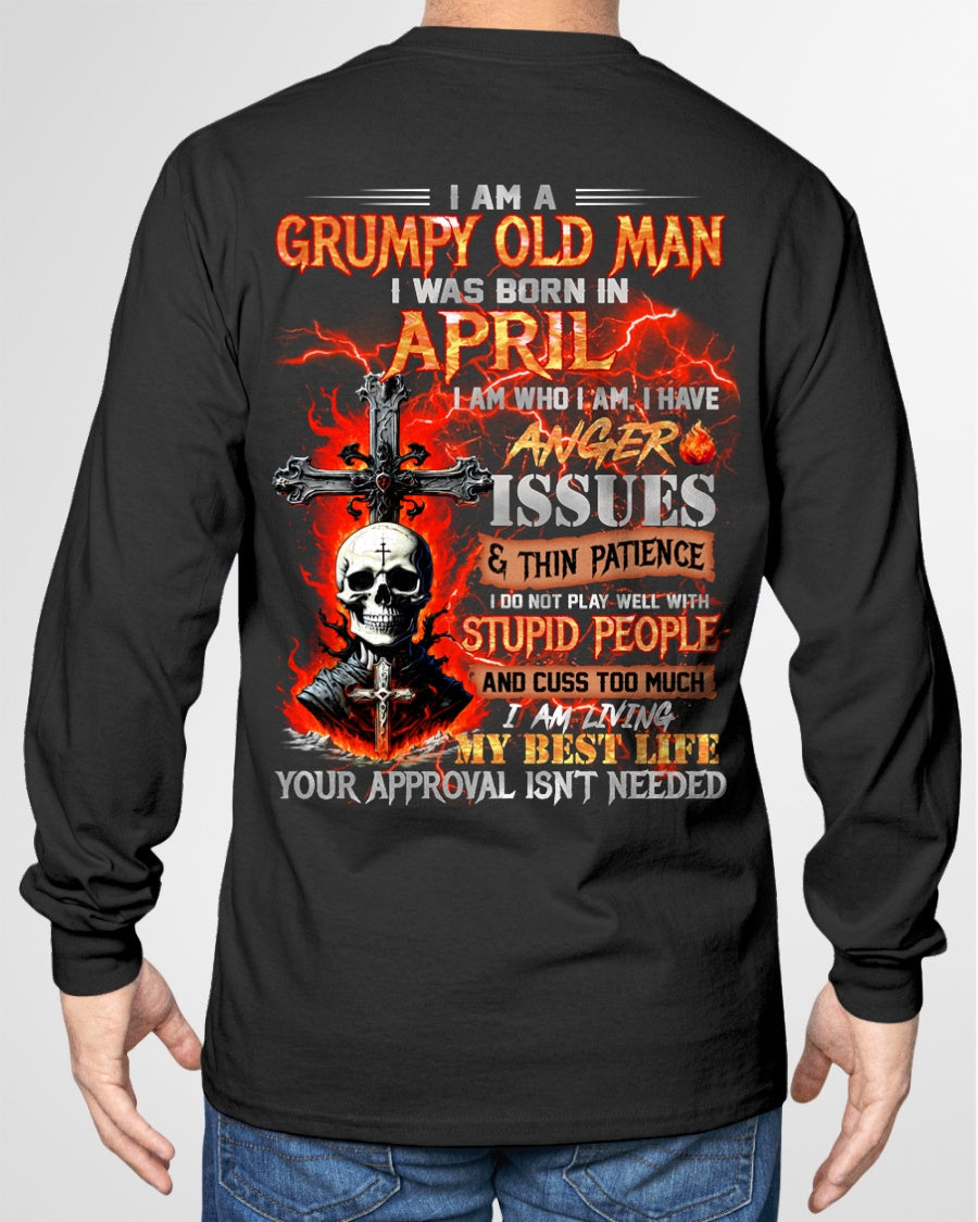 APRIL - GRUMPY OLD MAN T-SHIRT - FUNNY SKULL ANGER ISSUES TEE - PERFECT GIFT FOR MEN XUAN04 / male (SKU12-319-04)