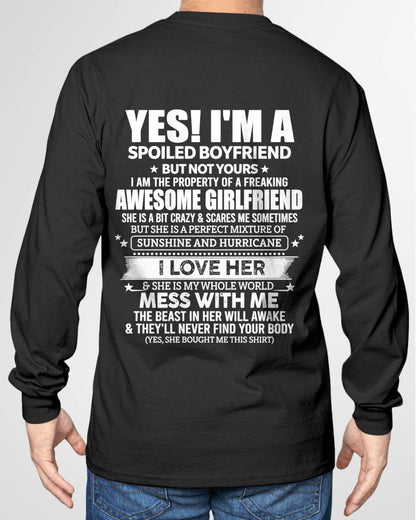 "I HAVE A GIRLFRIEND - SHE IS SUNSHINE AND HURRICANE" –  T - SHIRT FROM WIFE – tracy00 (SKU2606-389-00)
