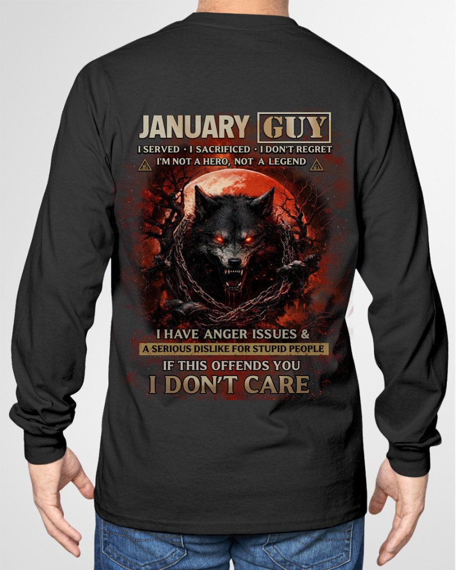 JANUARY - I DON'T CARE born in JANUARY T-shirt For MAN  - TRACY01 (SKU2602-163-01)