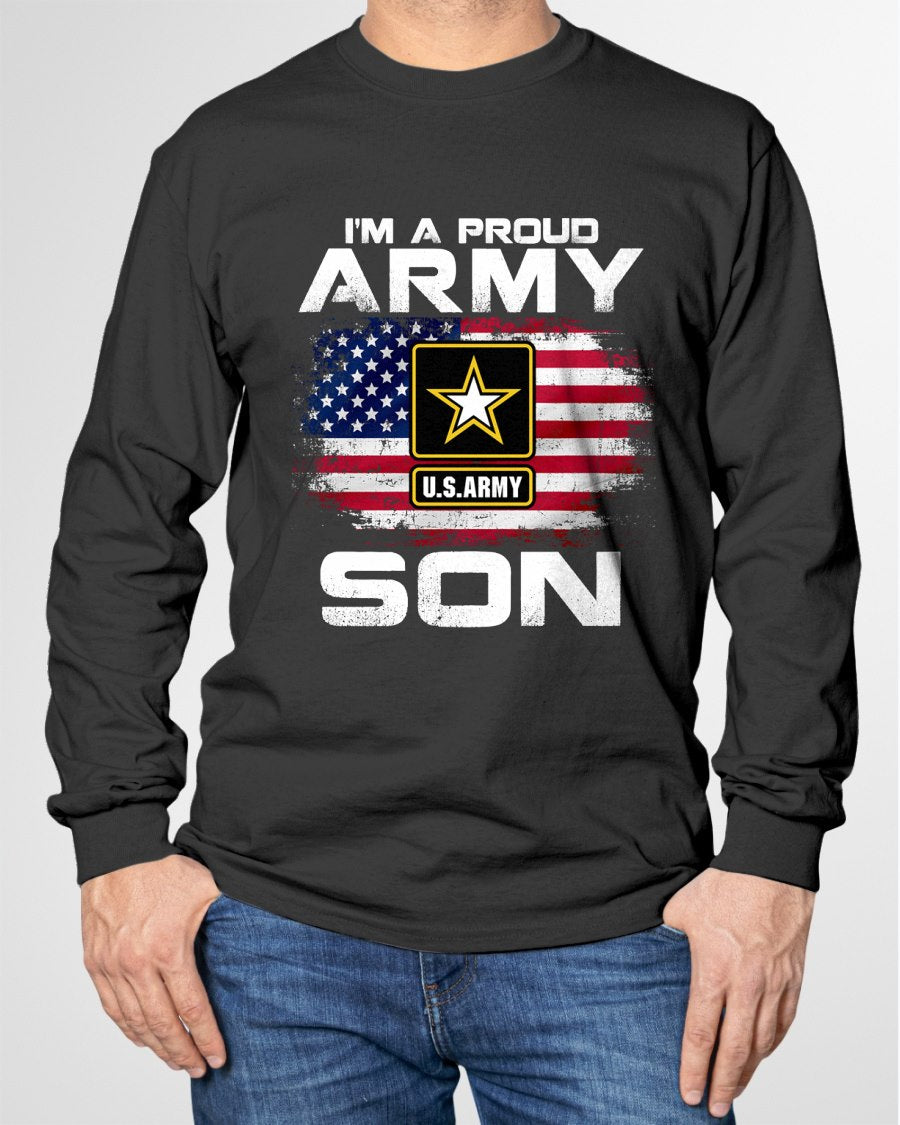I'm A Proud Army Son With American Flag Veteran Gift Long Sleeve T-Shirt For MAN - TRACY00 (SKU-TRAN-120501)