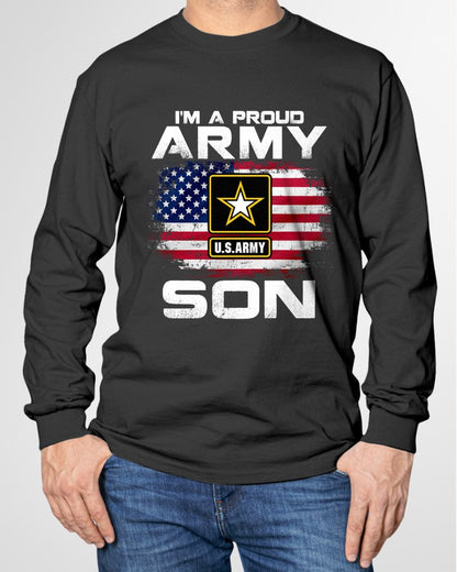 I'm A Proud Army Son With American Flag Veteran Gift Long Sleeve T-Shirt For MAN - TRACY00 (SKU-TRAN-120501)