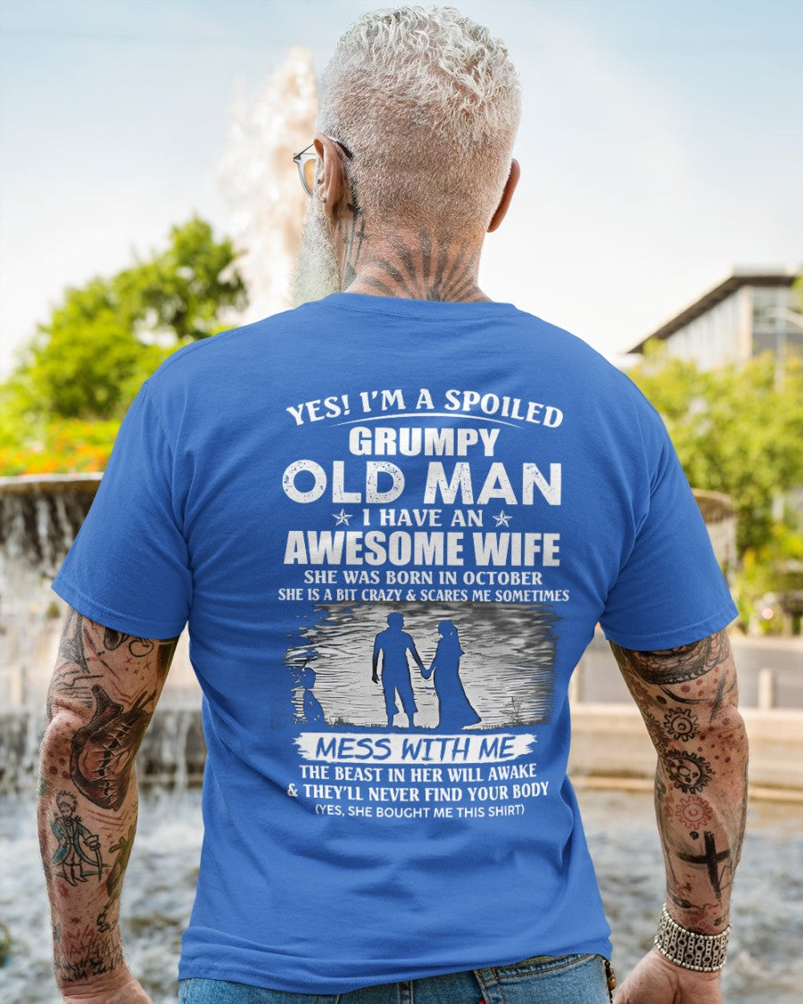 Awesome wife was born October - Gift for boyfriend, Gift for husband from wife - Perfect gift for your husband - tracy10 (SKU10-79-10)