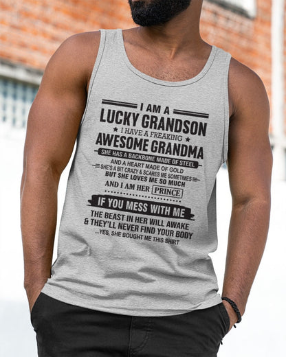 I Am A Lucky Grandson T-Shirt – Birthday Gift From Grandma / Woman - tracy00 (SKU11-29-00)
