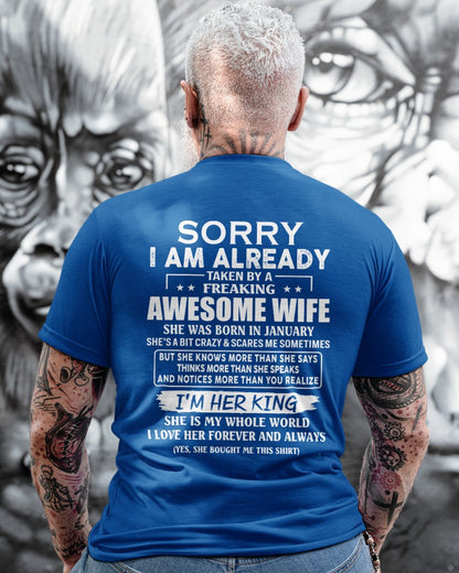 Awesome wife January - Perfect gift for husband from wife - tracy01 (SKU68-79-01)
