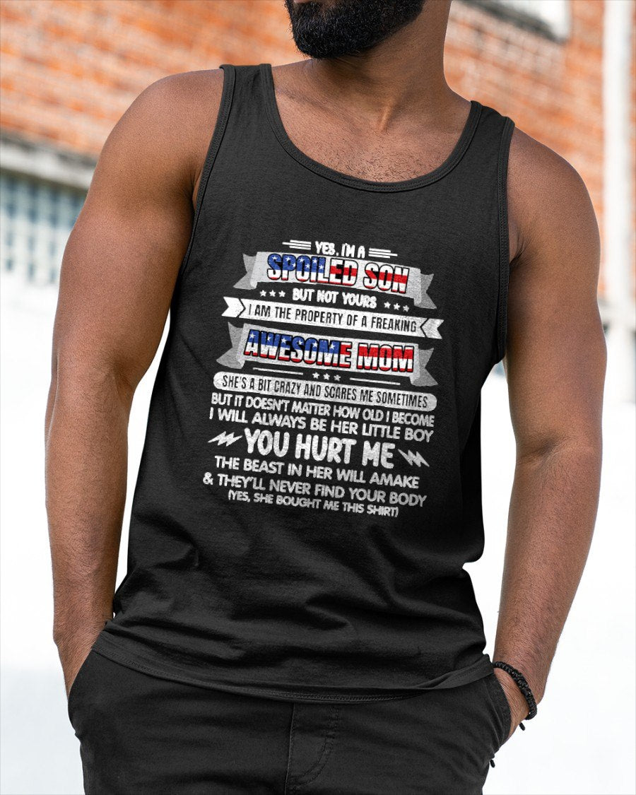 Im A Spoiled Son But Not Yours Freaking Awesome Mom USA Flag T-Shirt From MOM - TRACY00 (SKU-TRAN-120512)