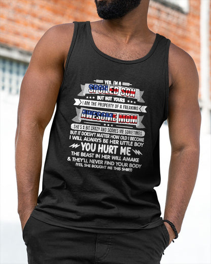 Im A Spoiled Son But Not Yours Freaking Awesome Mom USA Flag T-Shirt From MOM - TRACY00 (SKU-TRAN-120512)