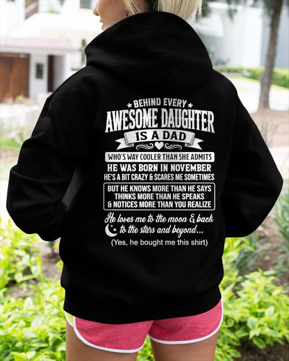 NOVEMBER - "DAD COOLER THAN DAUGHTER ADMITS" T-shirt From DAD - TRACY11 (SKU2606-249-11)