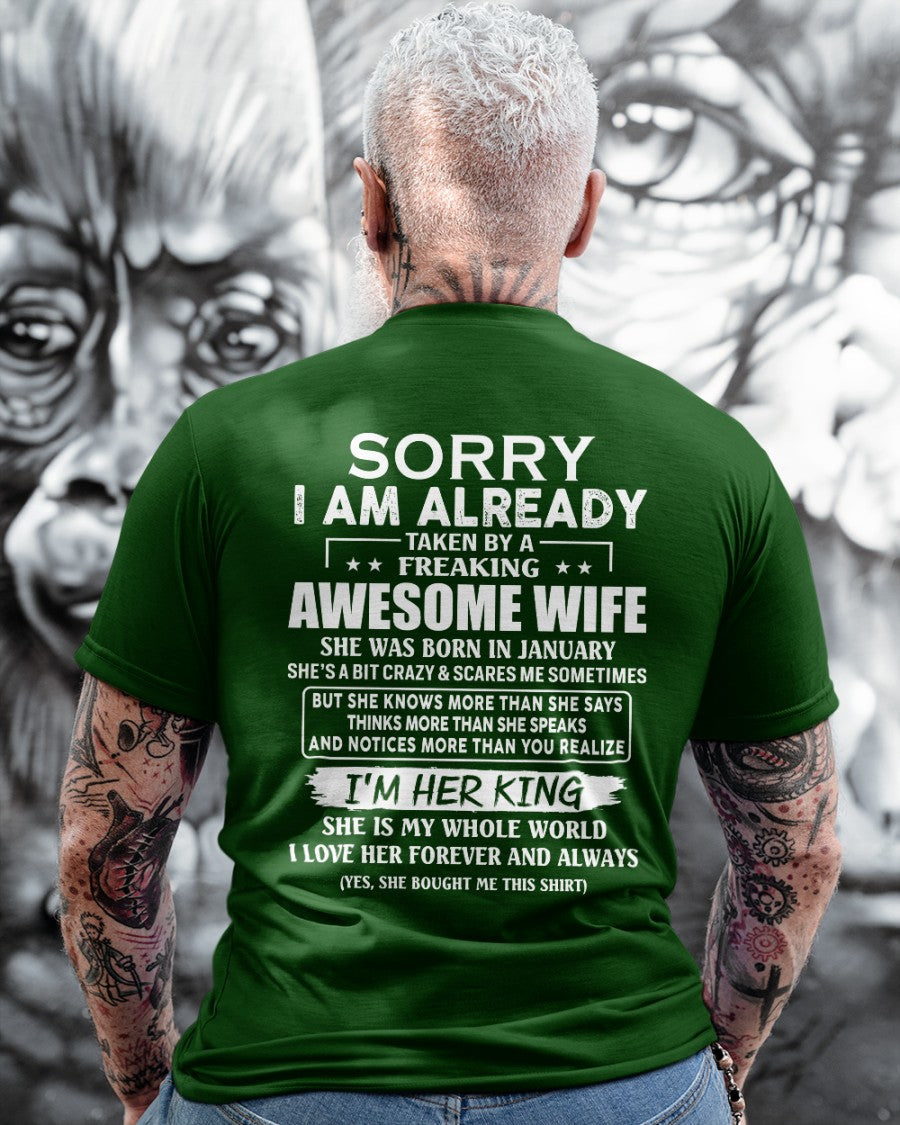 Awesome wife January - Perfect gift for husband from wife - tracy01 (SKU68-79-01)