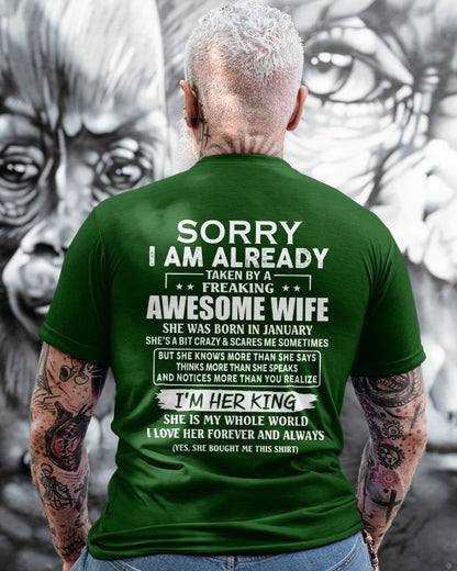 Awesome wife January - Perfect gift for husband from wife - tracy01 (SKU68-79-01)