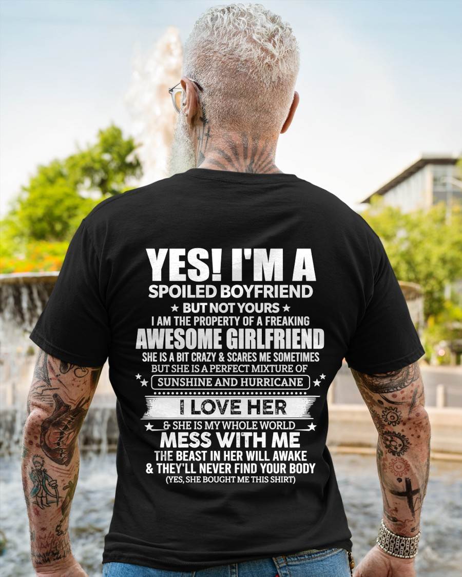 "I HAVE A GIRLFRIEND - SHE IS SUNSHINE AND HURRICANE" –  T - SHIRT FROM WIFE – tracy00 (SKU2606-389-00)