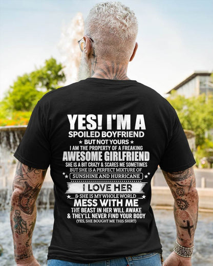 "I HAVE A GIRLFRIEND - SHE IS SUNSHINE AND HURRICANE" –  T - SHIRT FROM WIFE – tracy00 (SKU2606-389-00)