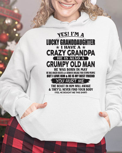MAY - LUCKY GRANDDAUGHTER OF CRAZY GRANDPA - PERFECT GIFT FOR YOUR GRANDDAUGHTER FROM GRANDPA - tracy05 (SKU10-150-05)