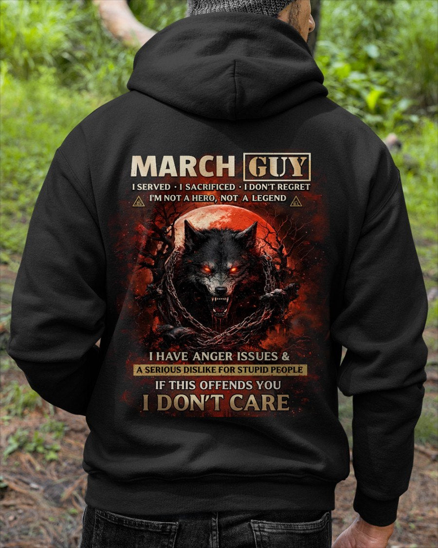 MARCH - I DON'T CARE born in MARCH T-shirt For MAN - TRACY03 (SKU2602-163-03)
