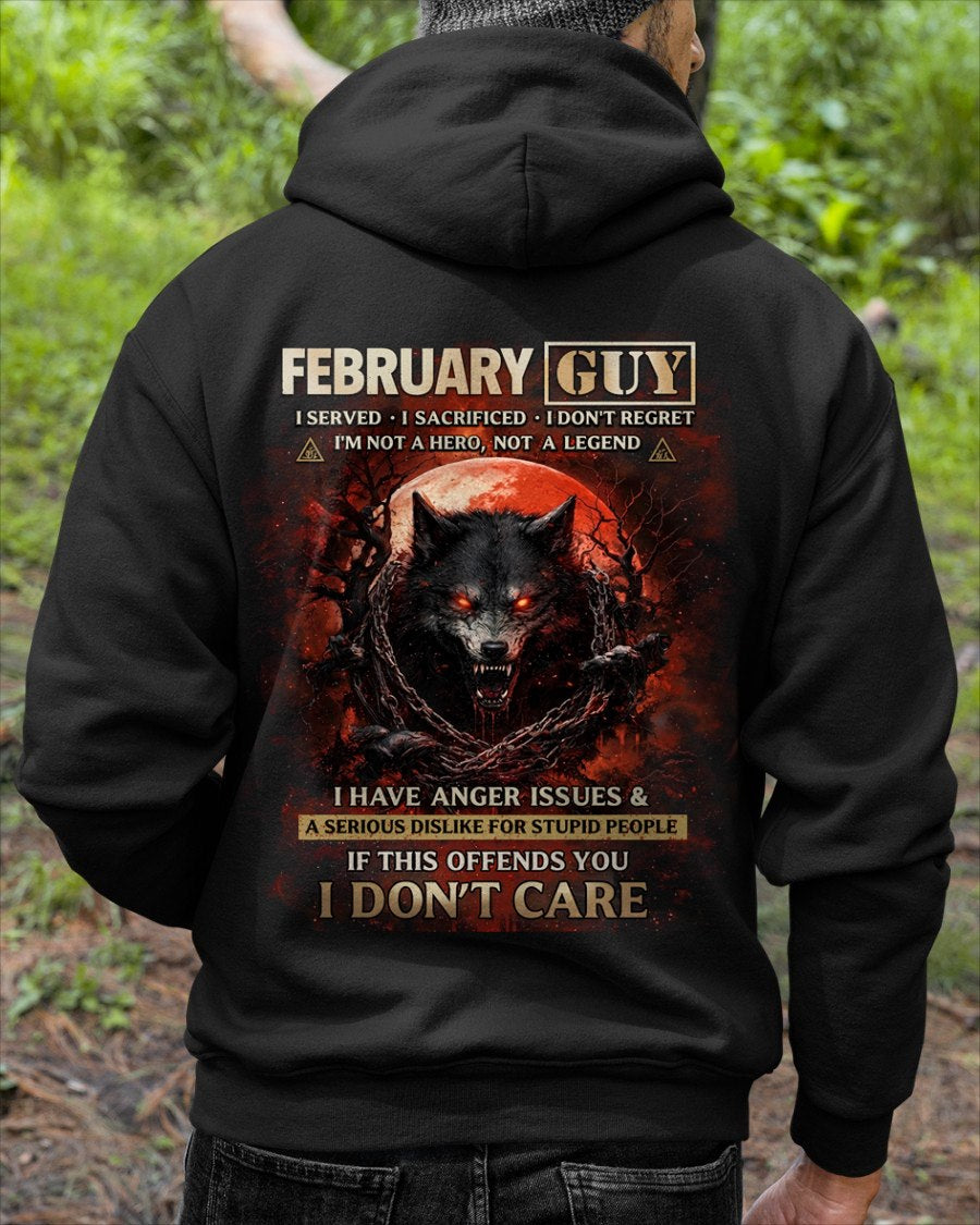 FEBRUARY - I DON'T CARE born in FEBRUARY T-shirt For MAN - TRACY02 (SKU2602-163-02)