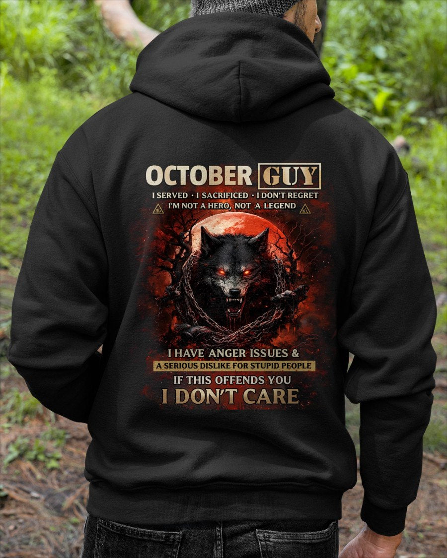 OCTOBER - I DON'T CARE born in OCTOBER T-shirt For MAN - TRACY10 (SKU2602-163-10)