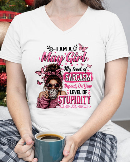 MAY - SARCASM DEPENDS ON STUPID T-Shirt For WOMAN - TRACY05 (SKU2606-117-05)