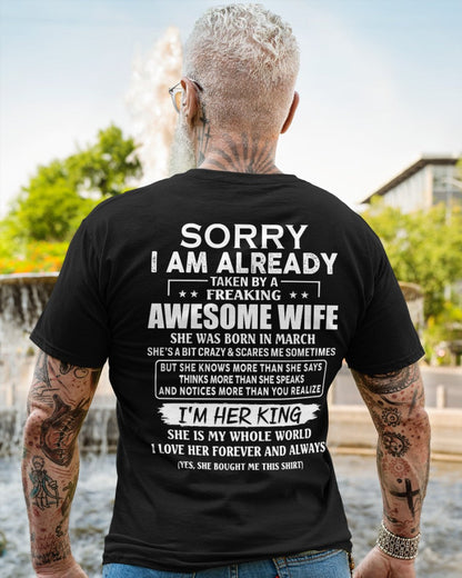 Awesome wife March - Perfect gift for husband from wife - tracy03 (SKU68-79-03)