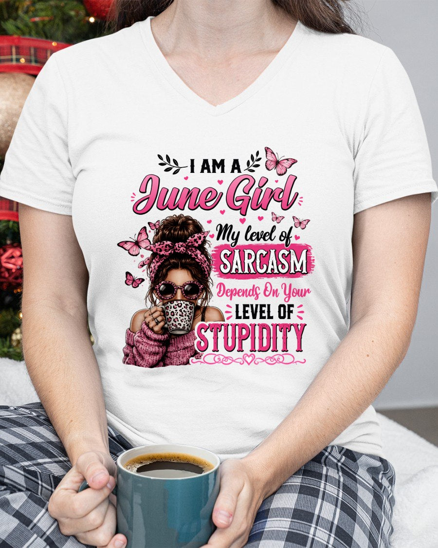 JUNE - SARCASM DEPENDS ON STUPID T-Shirt For WOMAN - TRACY06 (SKU2606-117-06)