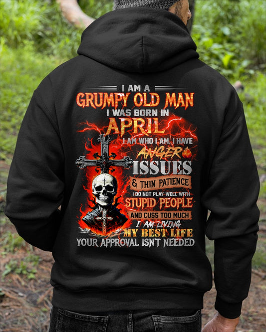 APRIL - GRUMPY OLD MAN T-SHIRT - FUNNY SKULL ANGER ISSUES TEE - PERFECT GIFT FOR MEN XUAN04 / male (SKU12-319-04)