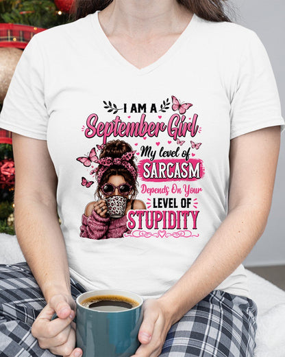 SEPTEMBER - SARCASM DEPENDS ON STUPID T-Shirt For WOMAN - TRACY09 (SKU2606-117-09)